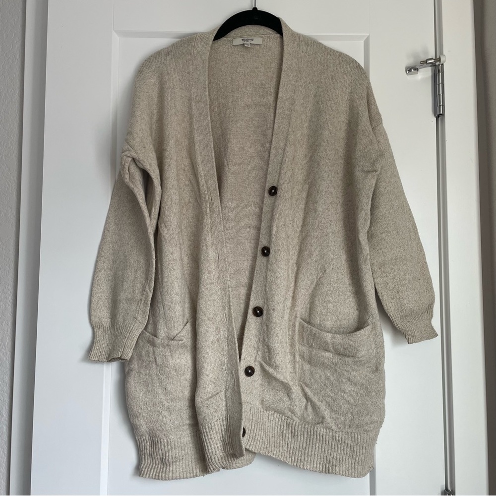 Madewell Long Cardigan Sweater XXS Marbled Flax
